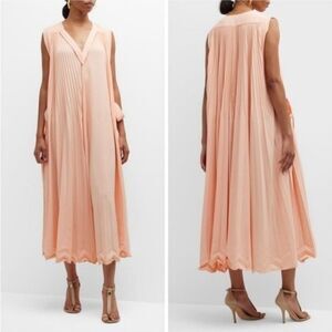 3.1 Phillip Lim Blush Peach Pleated V‑Neck Maxi Dress
